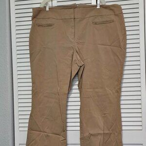 Womens Lane Bryant Pants Tan Slacks Size 8 (2X) Front Zip Waist 48" x Inseam 31"